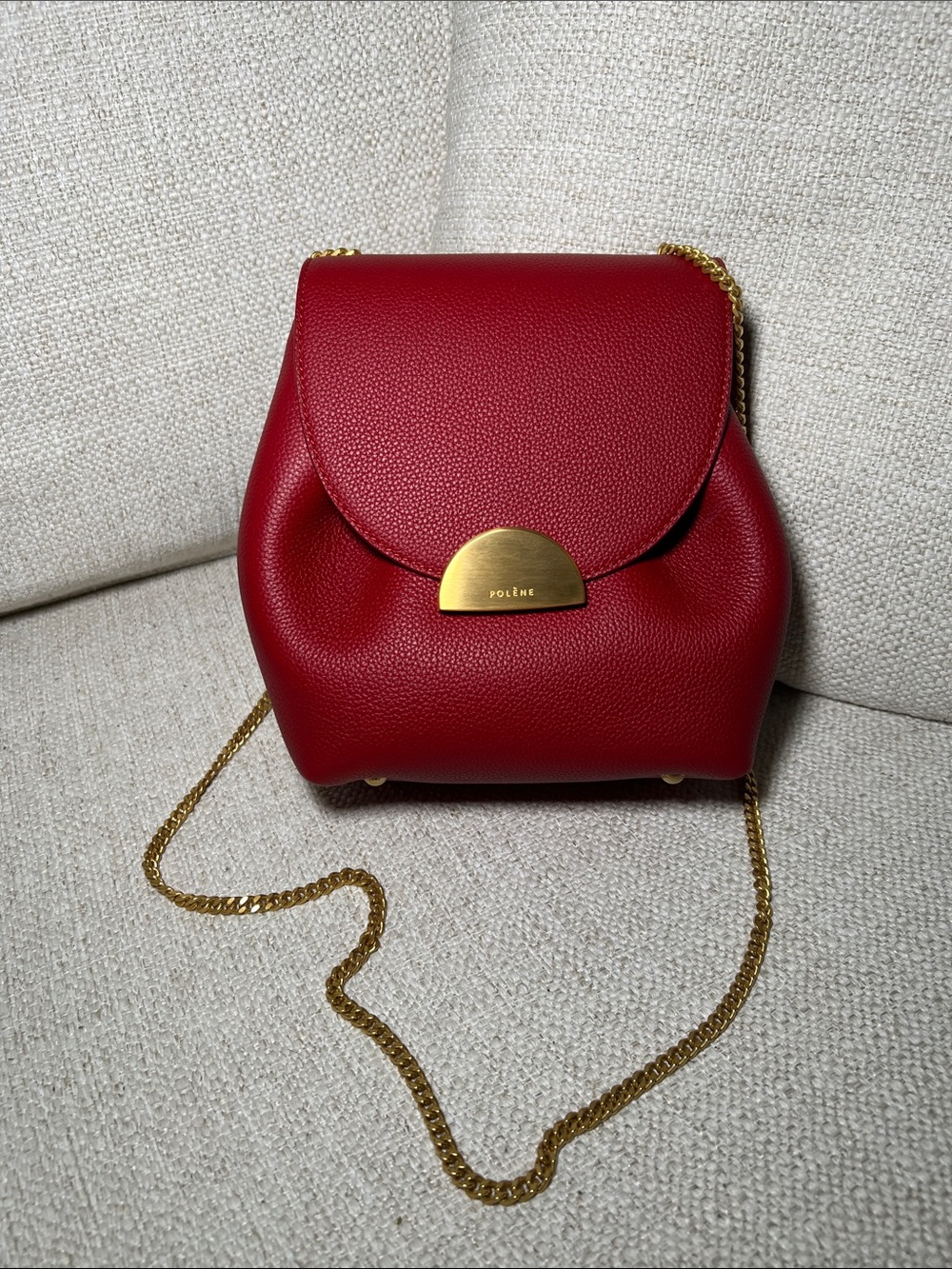 Polene Numéro Un Mini Leather Red Crossbody purse